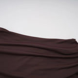 Prune Brown Night Out Asymmetrical Ruched Midi Dress