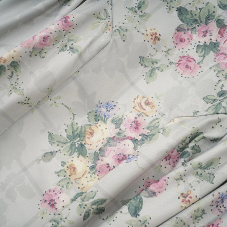 Prunelle sagegreen floralprint shirred midi dress