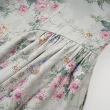 Prunelle sagegreen floralprint shirred midi dress