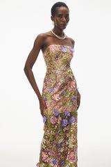 Qudsia Nude Floral Embroidered Maxi Dress