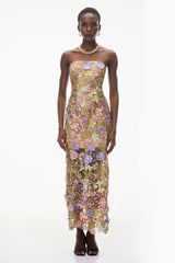 Qudsia Nude Floral Embroidered Maxi Dress