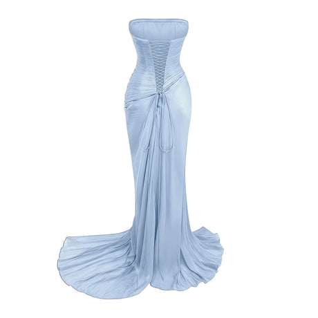 Malia Maxi Dress Blue Asymmetrical Ruched