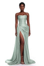 Querubina Green Asymmetrical Ruched Maxi Dress