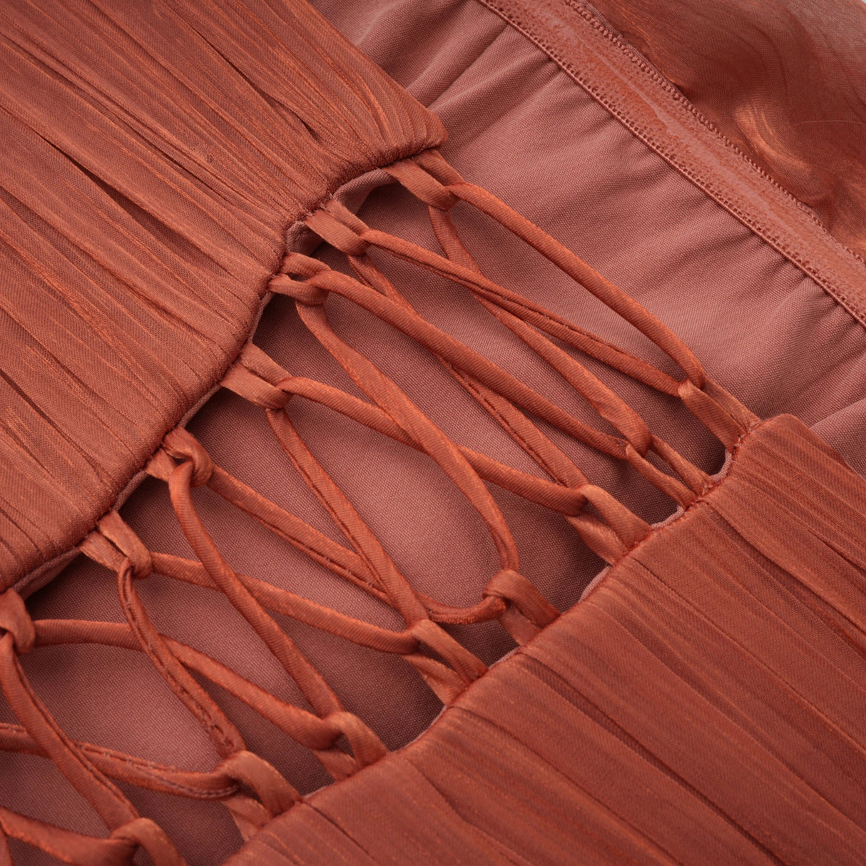 Querubina Pink Asymmetrical Ruched Maxi Dress