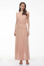 Quiana Blush Pink VNeck Cross Front Ruched Maxi Dress