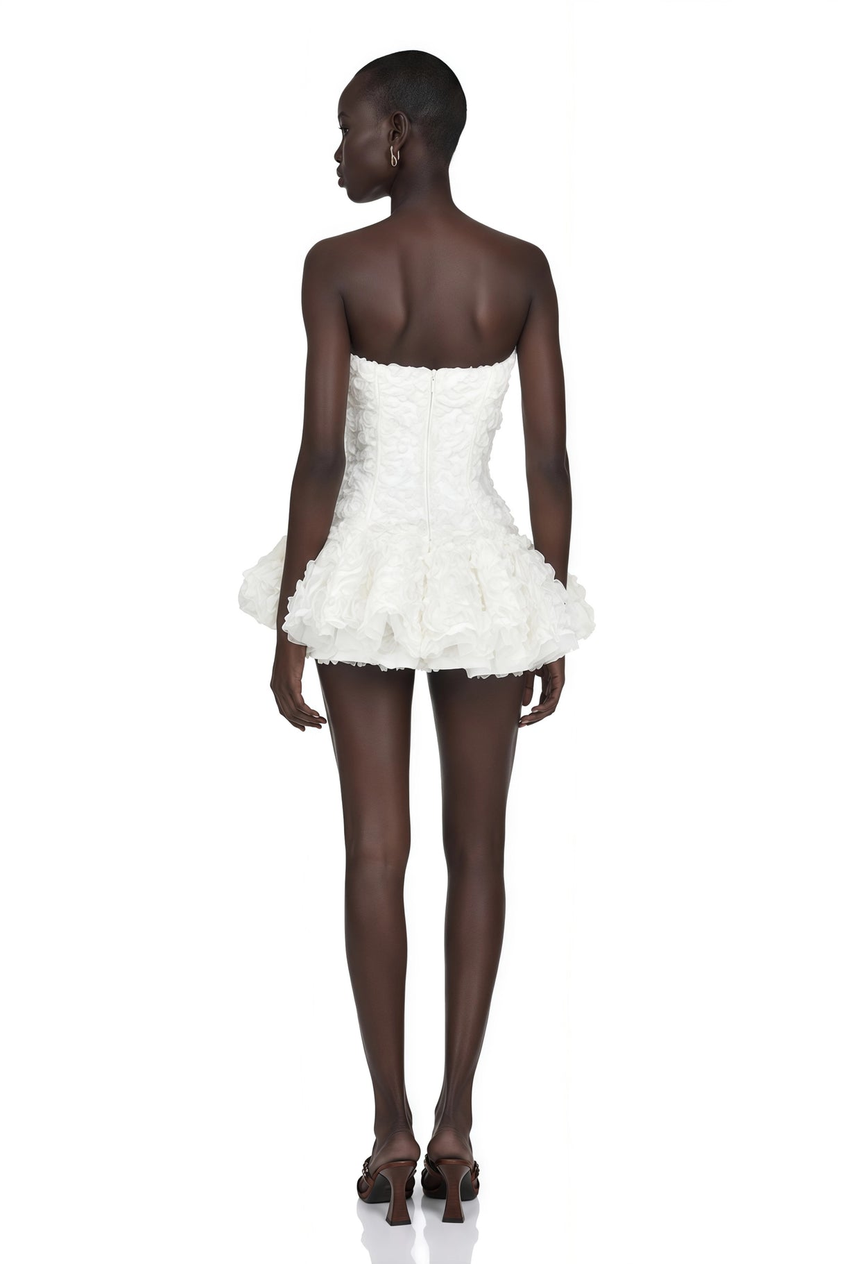 Quilla White Off Shoulder Mini Dress with 3D Florals
