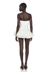 Quilla White Off Shoulder Mini Dress with 3D Florals