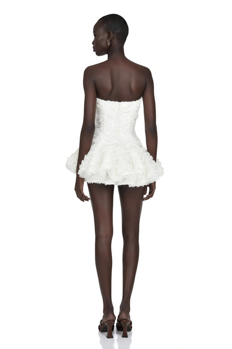 Kaitlyn Mini Dress White Off Shoulder with 3D Florals