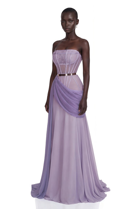 Lorenza Maxi Dress Purple Off Shoulder Ruched