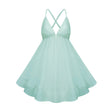 Quincie Green Shirred Flounced Mini Dress
