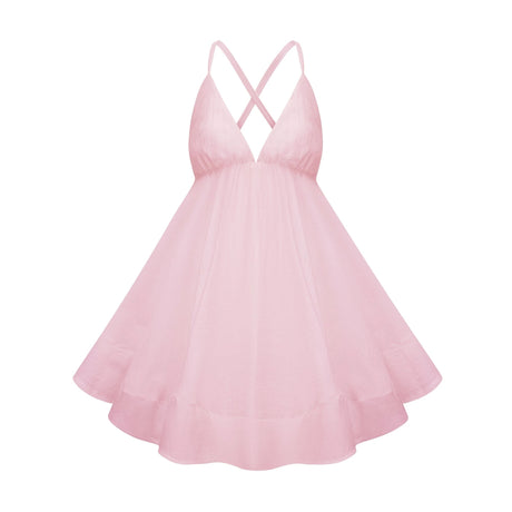 Fortuna Mini Dress Pink Shirred Flounced