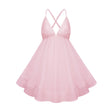 Quincie Pink Shirred Flounced Mini Dress