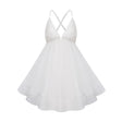 Quincie white shirred flounced mini dress