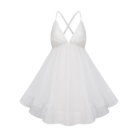 Rita mini dress white shirred flounced