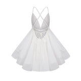 Quincie white shirred flounced mini dress
