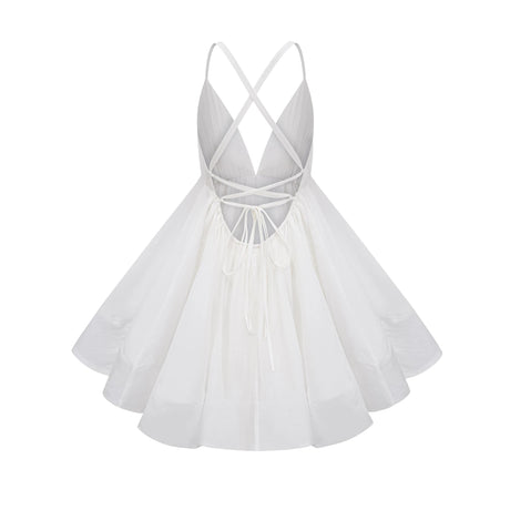 Rita mini dress white shirred flounced