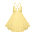 Quincie Yellow Shirred Flounced Mini Dress