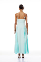 Quincy Green Tulle Godet Panel Maxi Dress