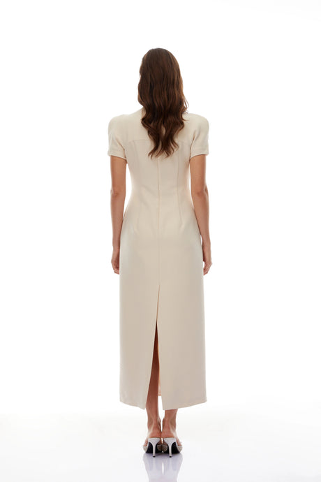 Camilla Midi Dress Neutral Floral Crystal
