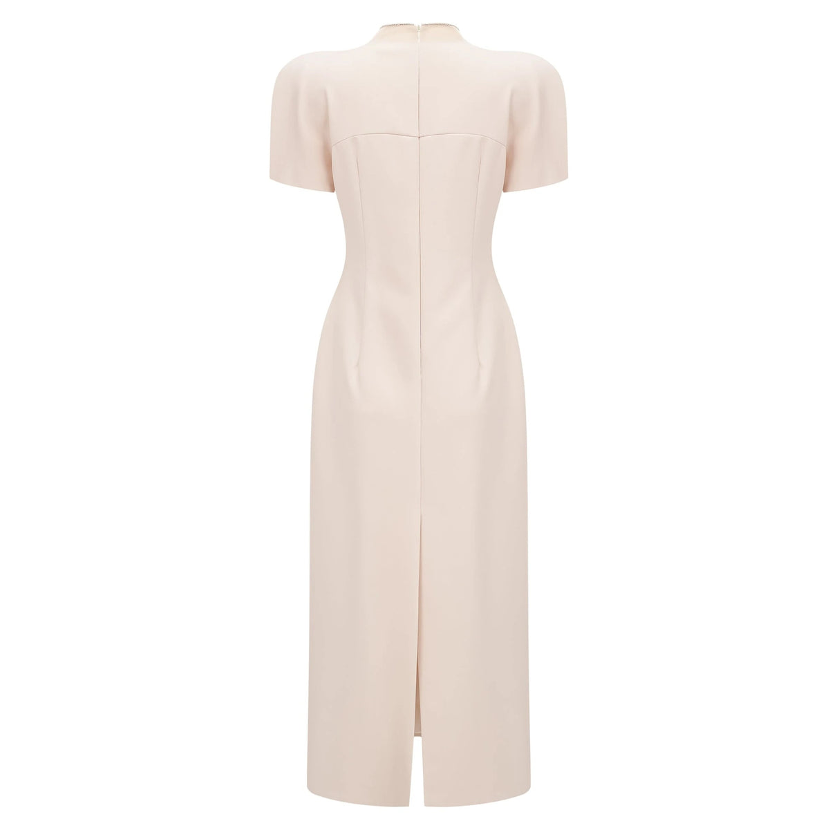Quintella Neutral Floral Crystal Midi Dress