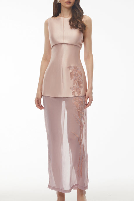 Harmony Maxi Dress Blush Pink Floral Embroidered