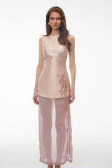 Quiteria Blush Pink Floral Embroidered Maxi Dress