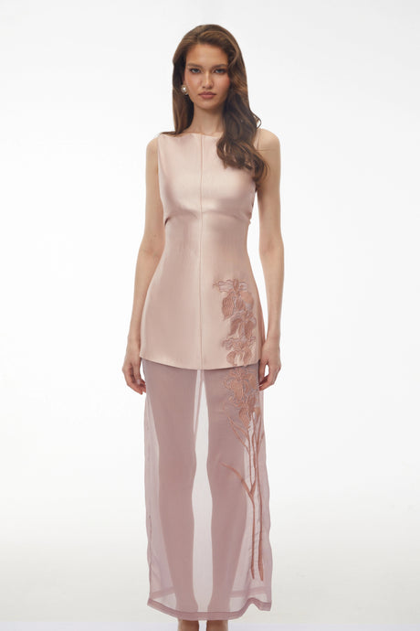 Harmony Maxi Dress Blush Pink Floral Embroidered