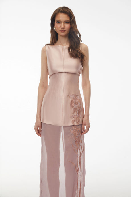 Harmony Maxi Dress Blush Pink Floral Embroidered