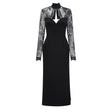 Quitterie Black Lace Panel Maxi Dress