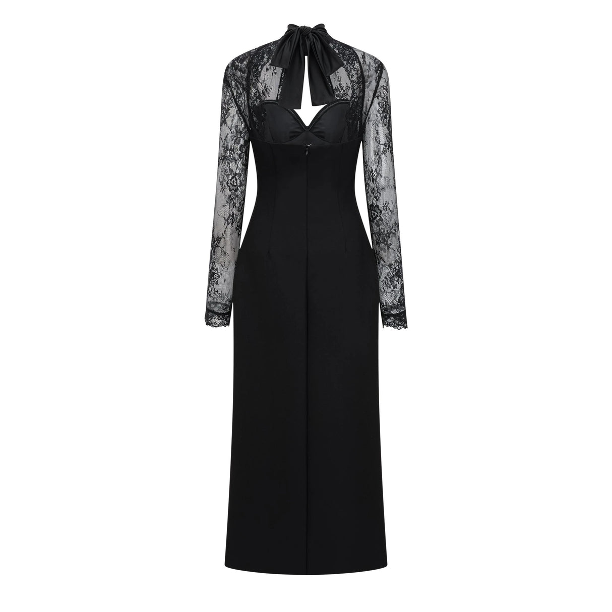 Quitterie Black Lace Panel Maxi Dress
