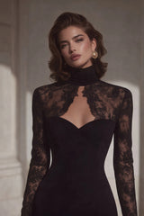 Quitterie Black Lace Panel Maxi Dress