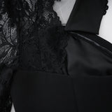 Quitterie Black Lace Panel Maxi Dress