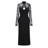 Quitterie Black Lace Panel Maxi Dress