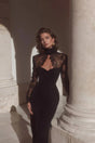 Quitterie Black Lace Panel Maxi Dress