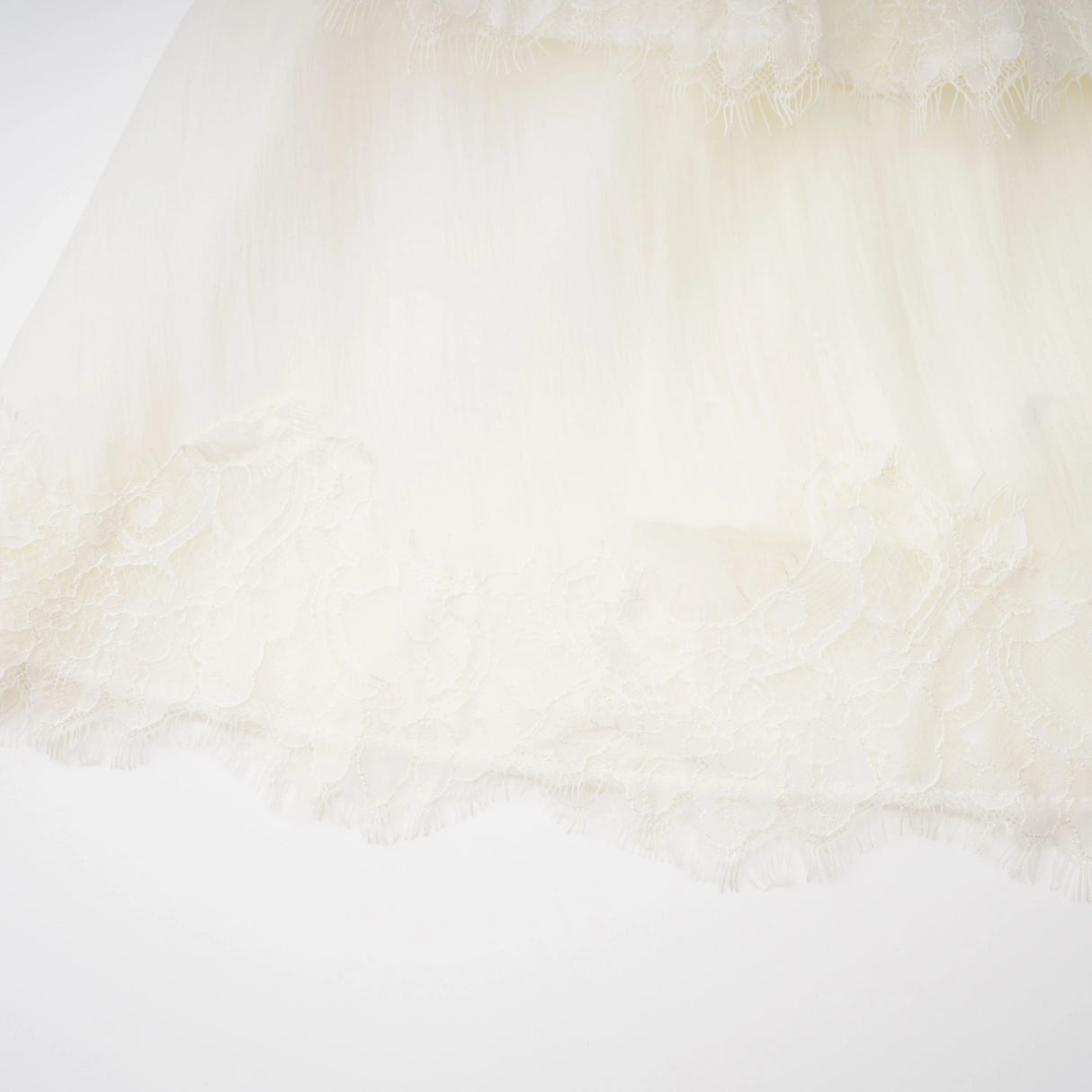 Rachel Beige Tiered Mini Dress with Lace Trim