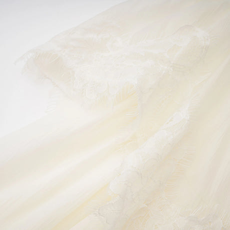 Ginetta Mini Dress Beige Tiered with Lace Trim