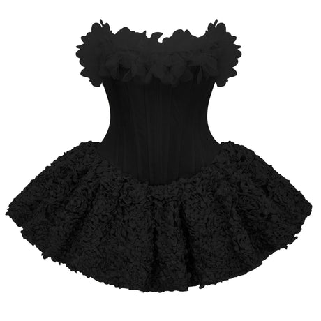 Celeste Mini Dress Black 3D Petal Tulle