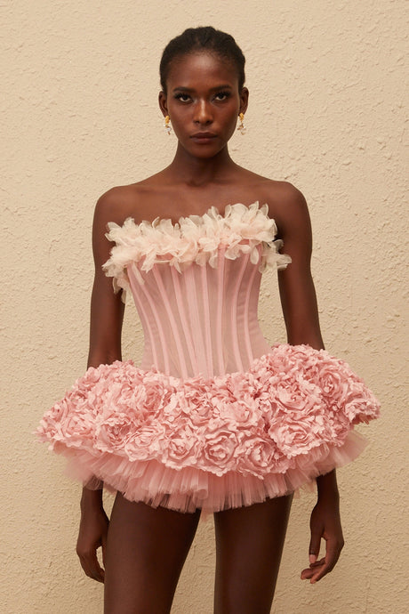 Rosangela Mini Dress Pink 3D Petal Tulle