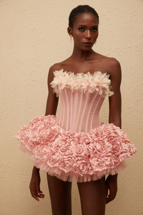 Rosangela Mini Dress Pink 3D Petal Tulle