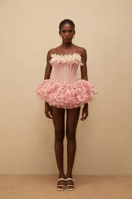 Rosangela Mini Dress Pink 3D Petal Tulle