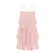 Rachel Pink Tiered Mini Dress with Lace Trim