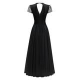 Radiya Black Floral Lace Pleated Maxi Dress