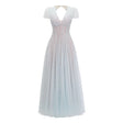 Radiya Blue Floral Lace Pleated Maxi Dress