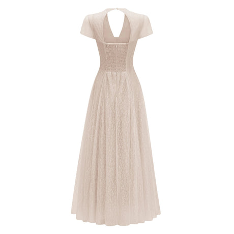 Cassidy Maxi Dress Cream White Floral Lace Pleated