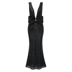 Raelynn Black Deep VNeck Bodycon Maxi Dress