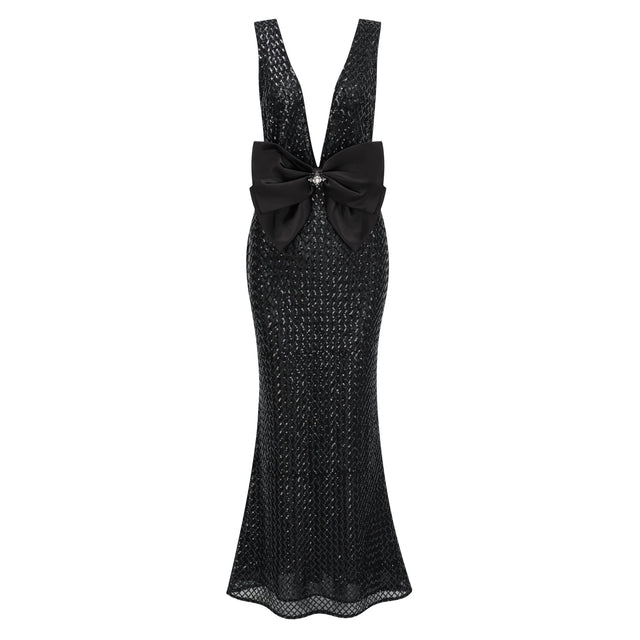 Raelynn Black Deep VNeck Bodycon Maxi Dress
