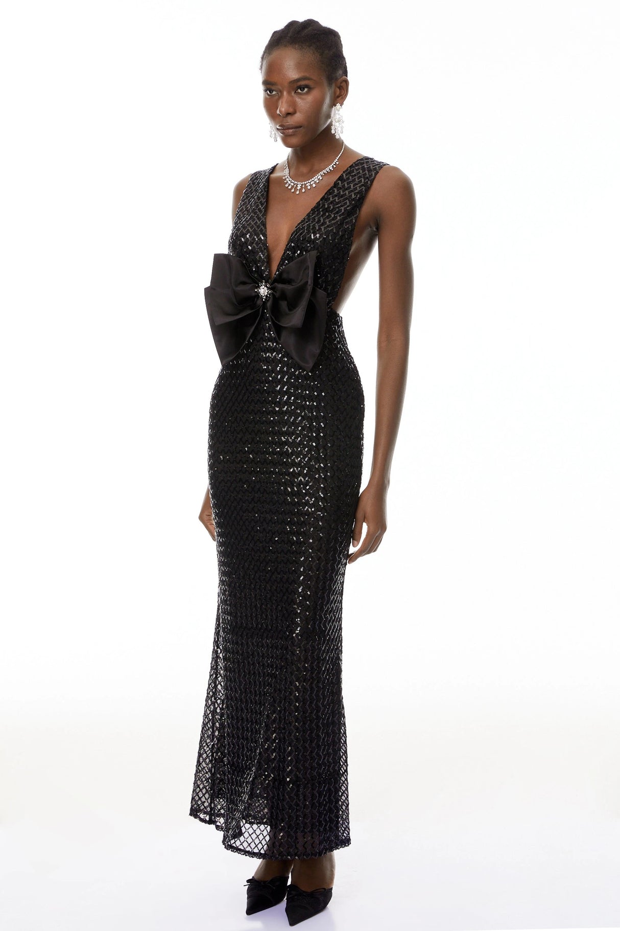Raelynn Black Deep VNeck Bodycon Maxi Dress