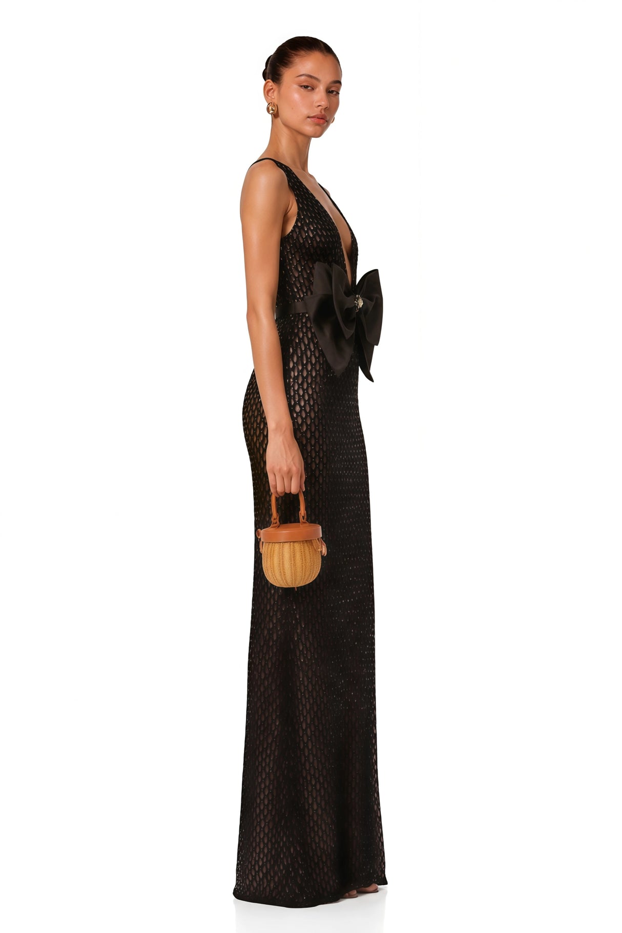 Raelynn Black Deep VNeck Bodycon Maxi Dress