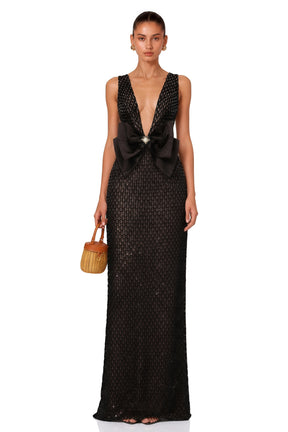 Raelynn Black Deep VNeck Bodycon Maxi Dress