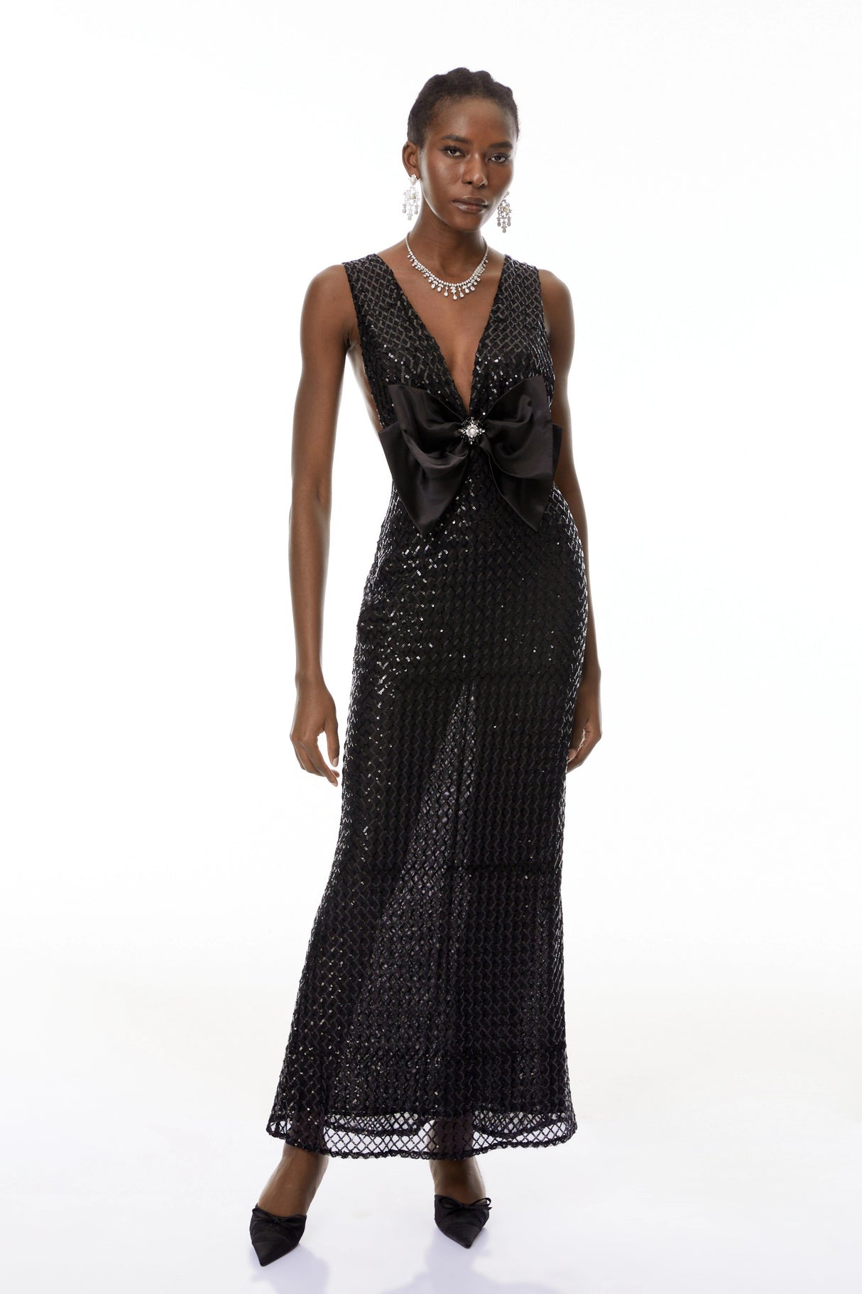 Raelynn Black Deep VNeck Bodycon Maxi Dress